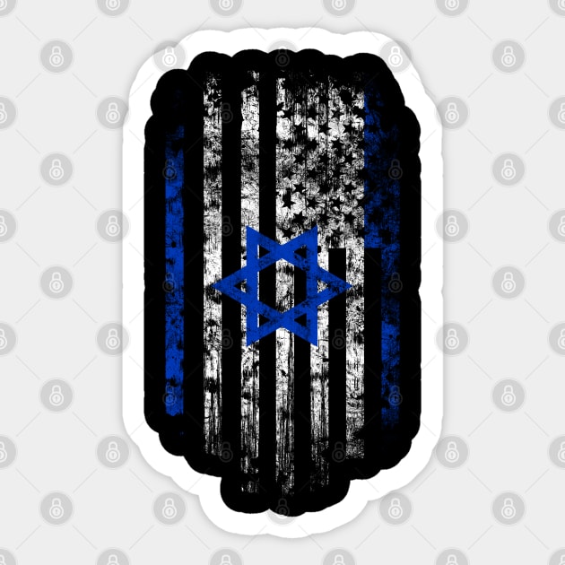 Israel and America Flag Combo Sticker by Family Heritage Gifts